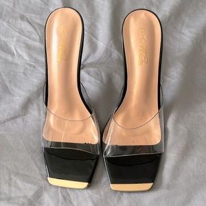 Clear Heels Gold/Black Accent